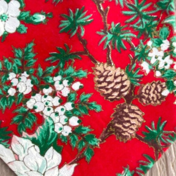 Vintage Christmas Poinsettias Neck Tie Silk Red Floral Career Professional Mens - Picture 8 of 12